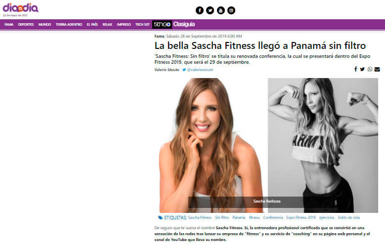 La bella Sascha Fitness llegó a Panamá sin filtro